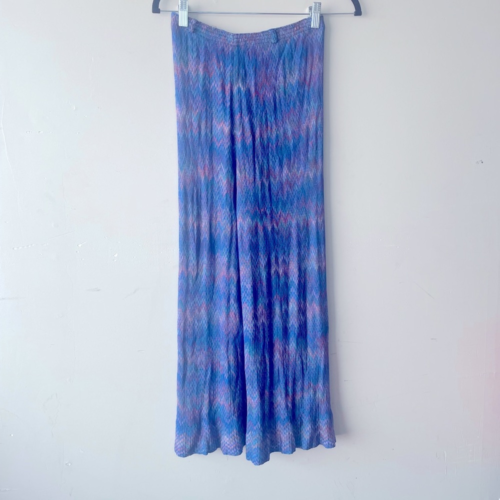 Vintage MISSONI Wide leg Palazzo Blue Chevron Pants Size 42/ M